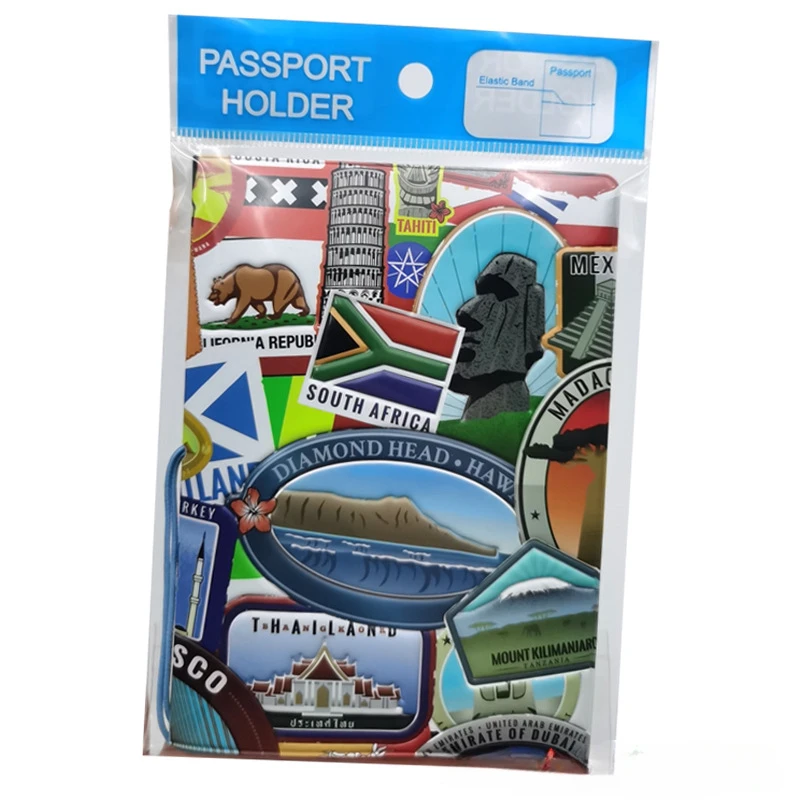 Retro Building Passport Protector Case for Travel 14x10cm Passport Cover Holder with ID Credit Card Ticket Slot Passport Sleeve