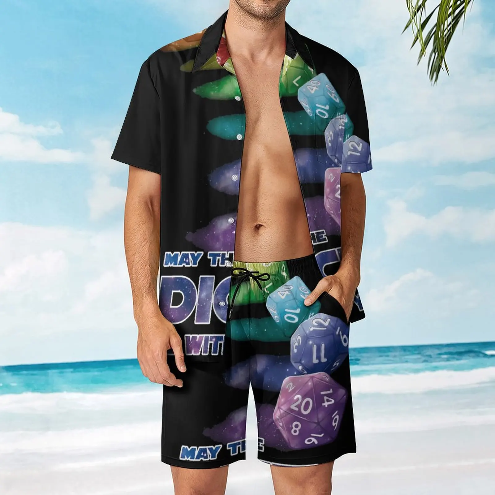 May The Dice Be With You (1)  Going Out Men's Beach Suit Funny 2 Pieces Pantdress Vintage