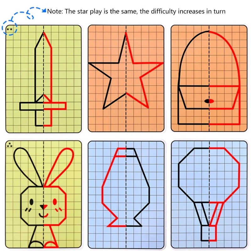 Carte da disegno per bambini da 40 pezzi con motivi simmetrici per imparare a giocare. Carte da disegno per bambini che imparano