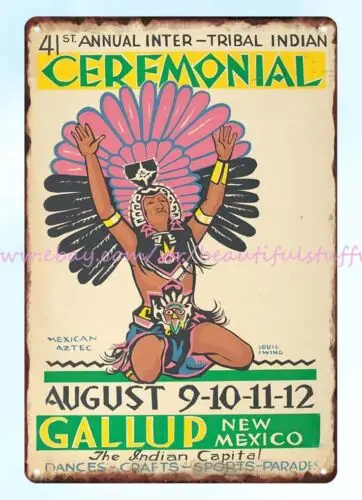 1962 Gallup New Mexico Inter-Tribal Indian Ceremonial tin sign