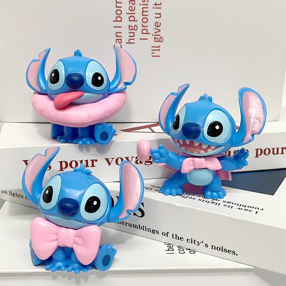 6 unids/set nuevo Stitch serie rosa dulce figura de acción de punto lindo muñeca de PVC juguete decoración de escritorio juguetes coleccionables novia juguetes regalos