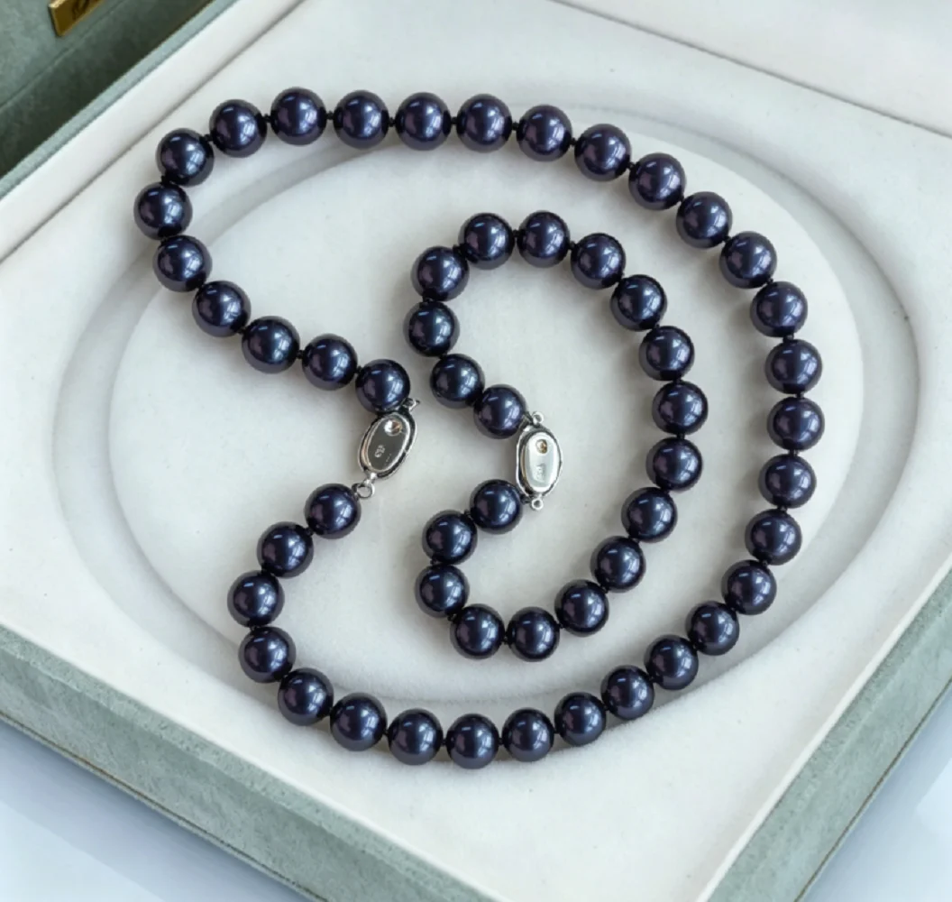 Gorgeous necklace AAAA10-11mm natural round Tahiti black pearl necklace 18in+bracelet 7.5-8in set 925s