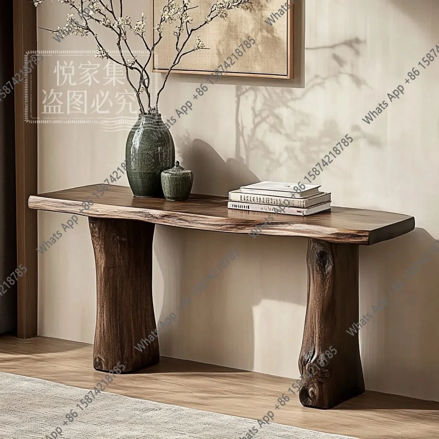 XxSolid Wood Entrance Taichung Antique Logs Old Aisle Case Table Against Wall Entrance Platform Corridor End View