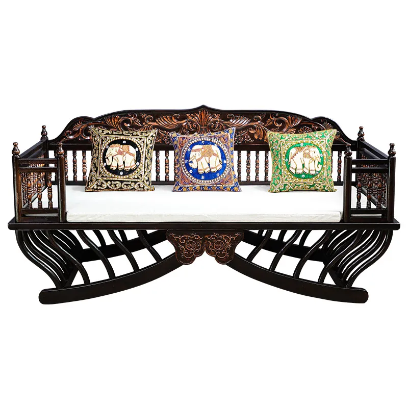 

Solid wood living room sofa coffee table combination set Thai club soft furniture