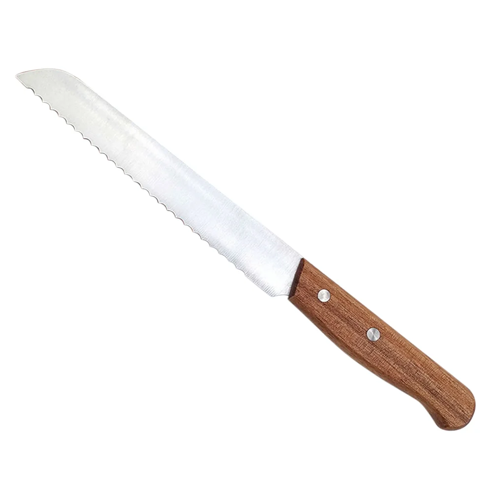 Serrated Bread Knife Easy to Clean Home Baking Tool Stainless Steel Bake Cutting Offset Acacia Slicer Cake Tools