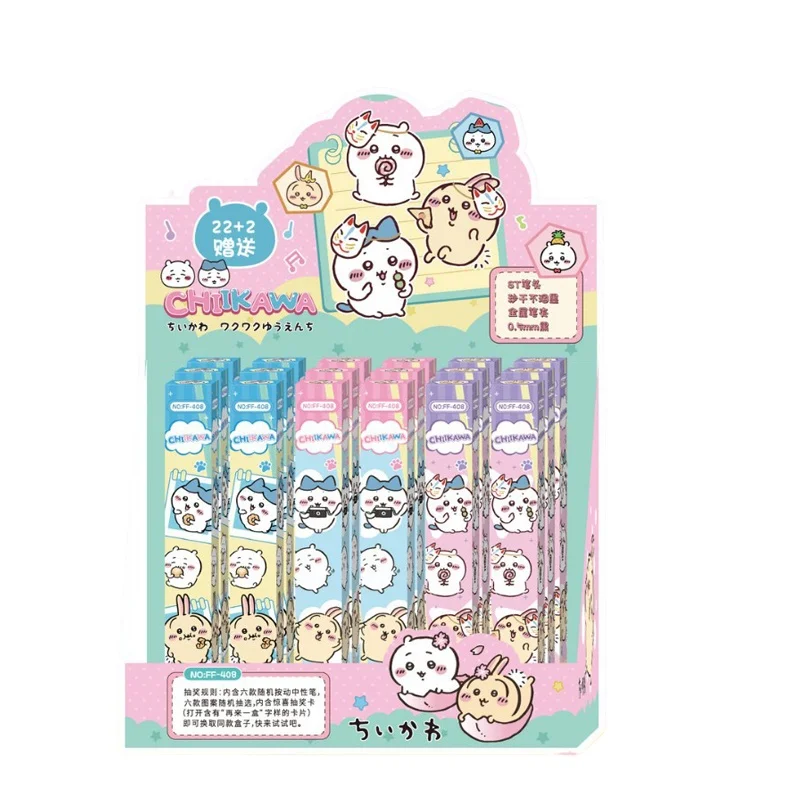 6pcs Chiikawa Anime Peripheral Blind Box Press Pen Cartoon Cute Usagi Brushing Questions Student Neutral Pen Stationery