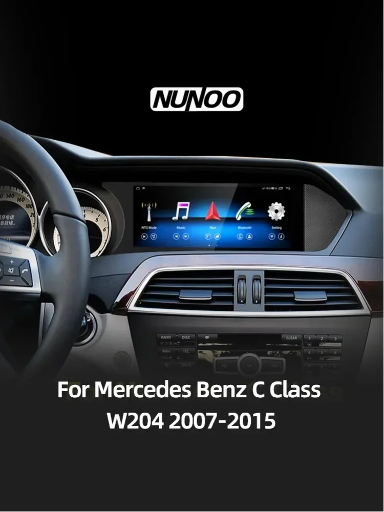 Android 14 Wireless CarPlay Touchscreen Android Auto für Mercedes Benz C-Klasse W204 2007–2015 Autoradio-Multimediasystem
