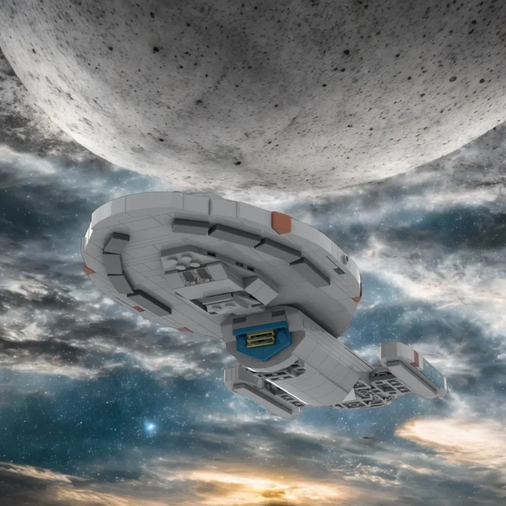 486 ELEMENTÓW USS Voyager NCC-74656 MOC Model Statku Kosmicznego Star Trek Model Edukacyjny Klocki do Samodzielnego Montażu Prezent Urodzinowy