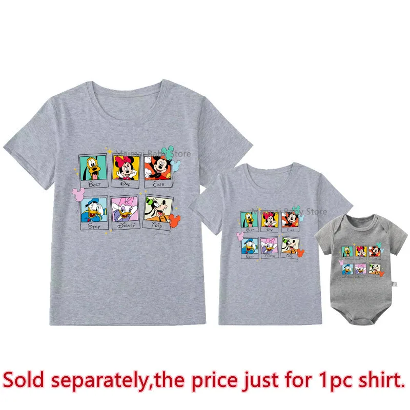 New Best Day Ever Best Disney Trip Print Family Matching Shirts Mickey Minnie Mouse Dad Mom Kids Tshirts Baby Rompers Outfits