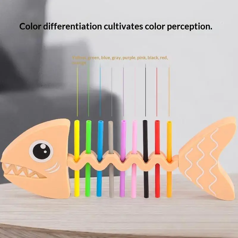 New！Fish Bone Matching Game Montessori Educational Color Sorting Toy With Challenge Cards For Toddler Kindergarten Learning Play