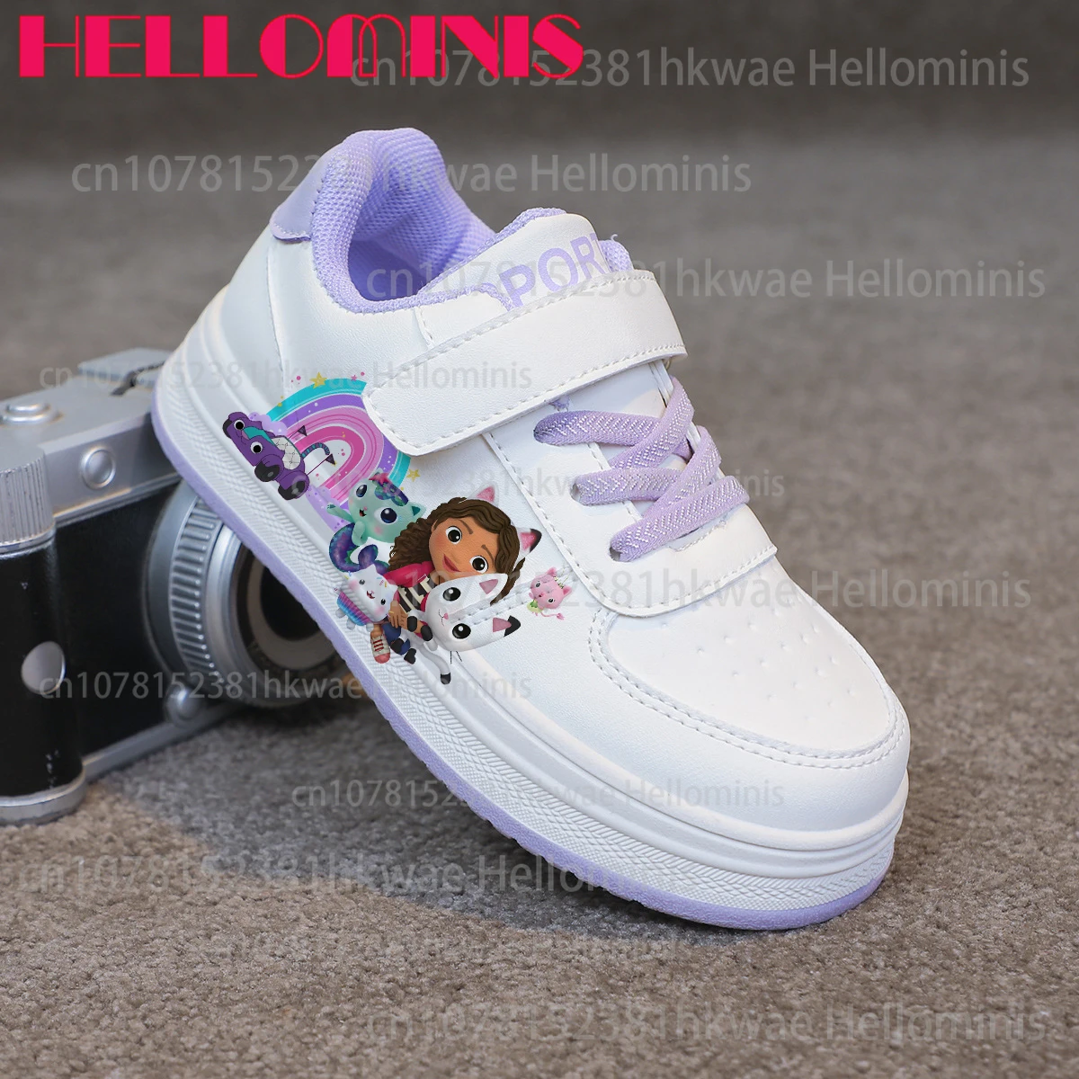 Gabby Dollhouse Children Casual Shoes for Girls Purple Lovely Pattern High Quality Comfortable Sneakers Mini Size 26-37 Gift