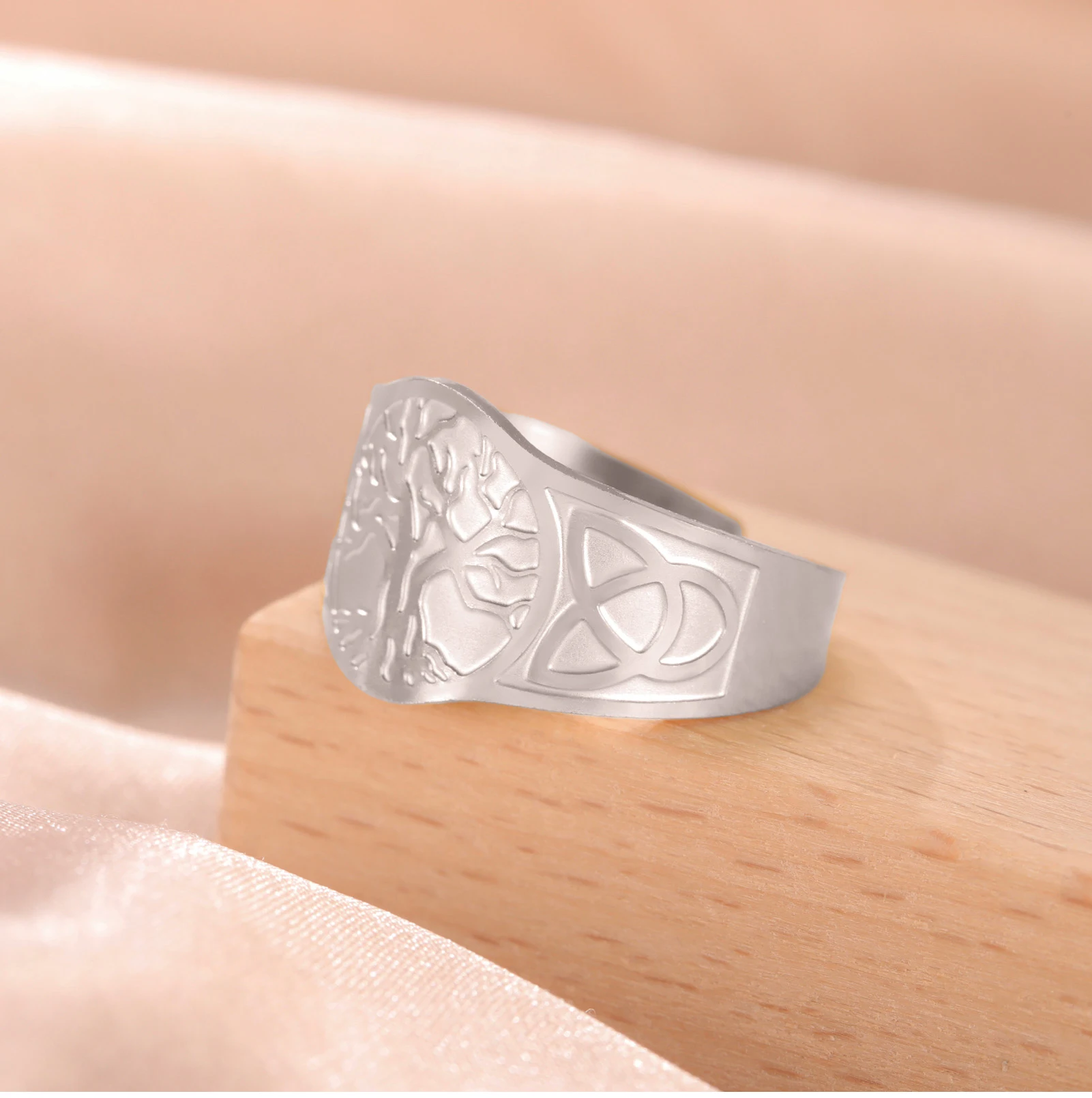 Cooltime Goldfarbener Keltischer Knoten Lebensbaum Offener Ring für Männer und Frauen Retro Edelstahl Nordischer Stil Amulett Schmuck 2026 Geschenk – Detail 9