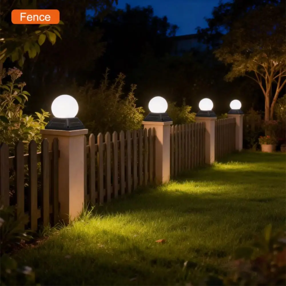 Remote Round Ball Solar Post Light Remote Control IP65 Waterproof Solar Lamp Modern Minimalist Timer Landscape Light Patio