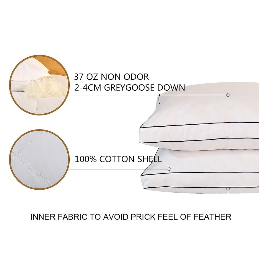 

White Feather and Down Gusset King Size Pillow - Set of Two