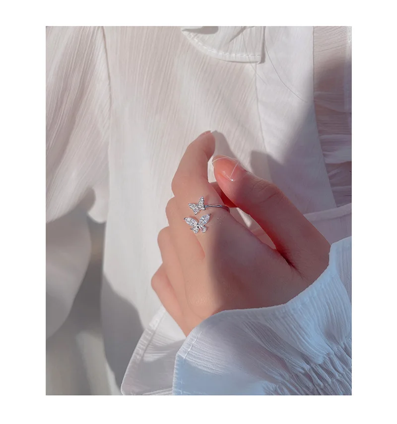 Offene Ringe aus 925er-Sterlingsilber mit Schmetterlings-Zirkon für Damen, Hochzeit, luxuriöser edler Schmuck, Accessoires, Großhandel 2023 – Detail 4