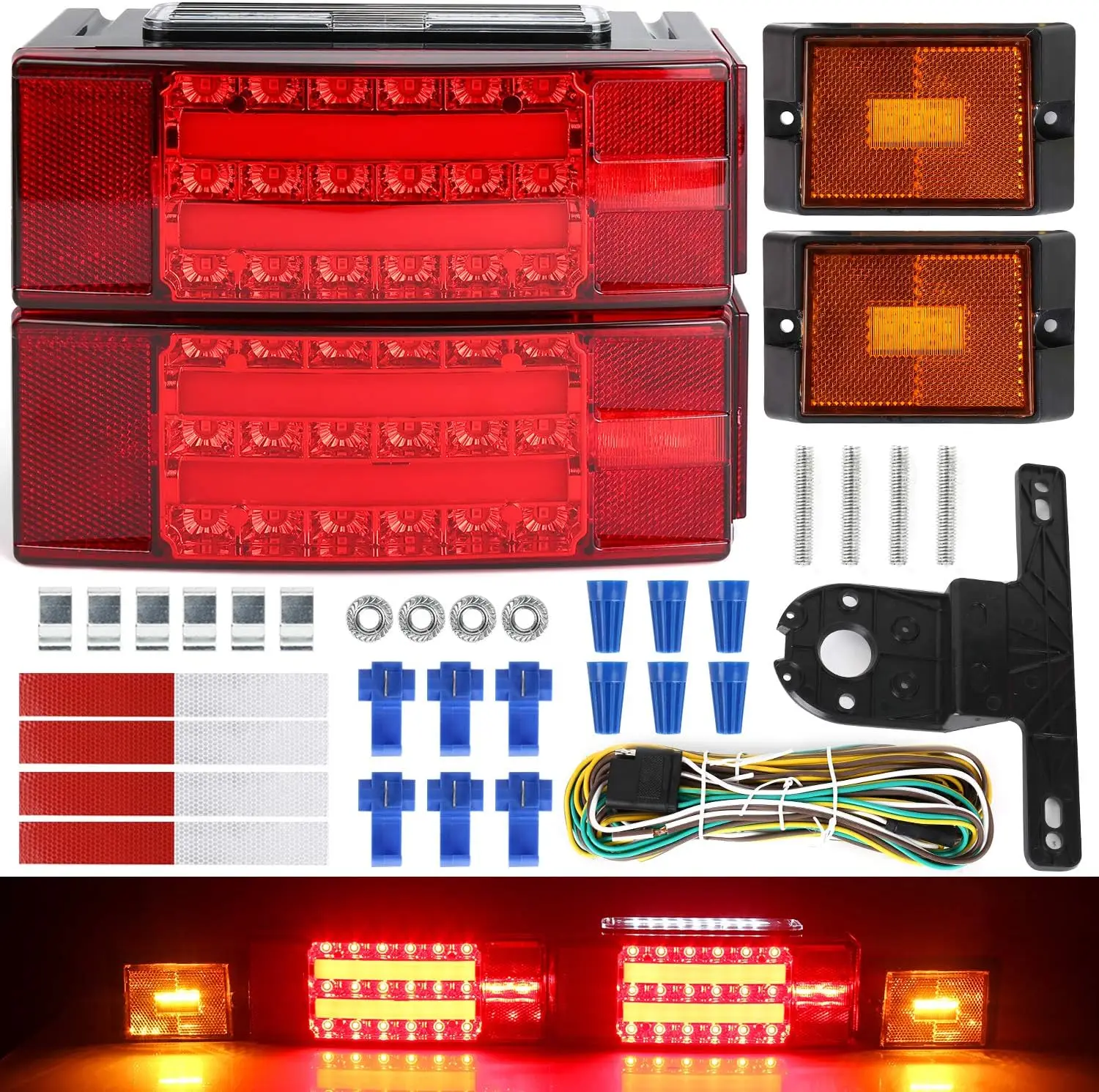 

New Submersible LED Trailer Light Kit, Super Bright Brake Stop Turn Tail License Lights for Camper Truck RV Boat Snowmobile