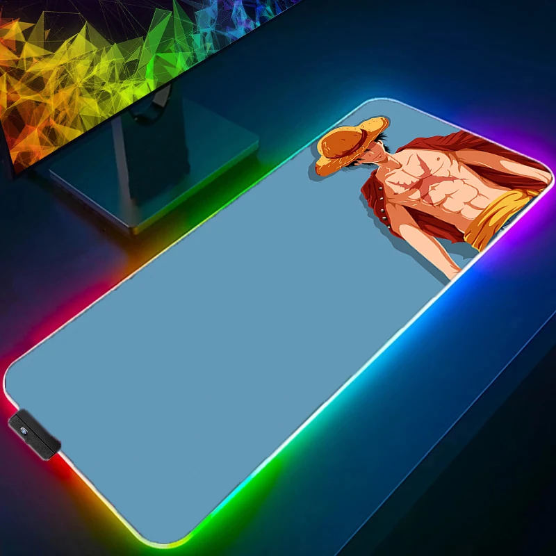 

One Piece Luffy LED RGB Mouse Pad Office Desk Mat Computer Game Mousepad Rubber Keyboard Pad PC Accessories Mouse Mat Tablet Pad
