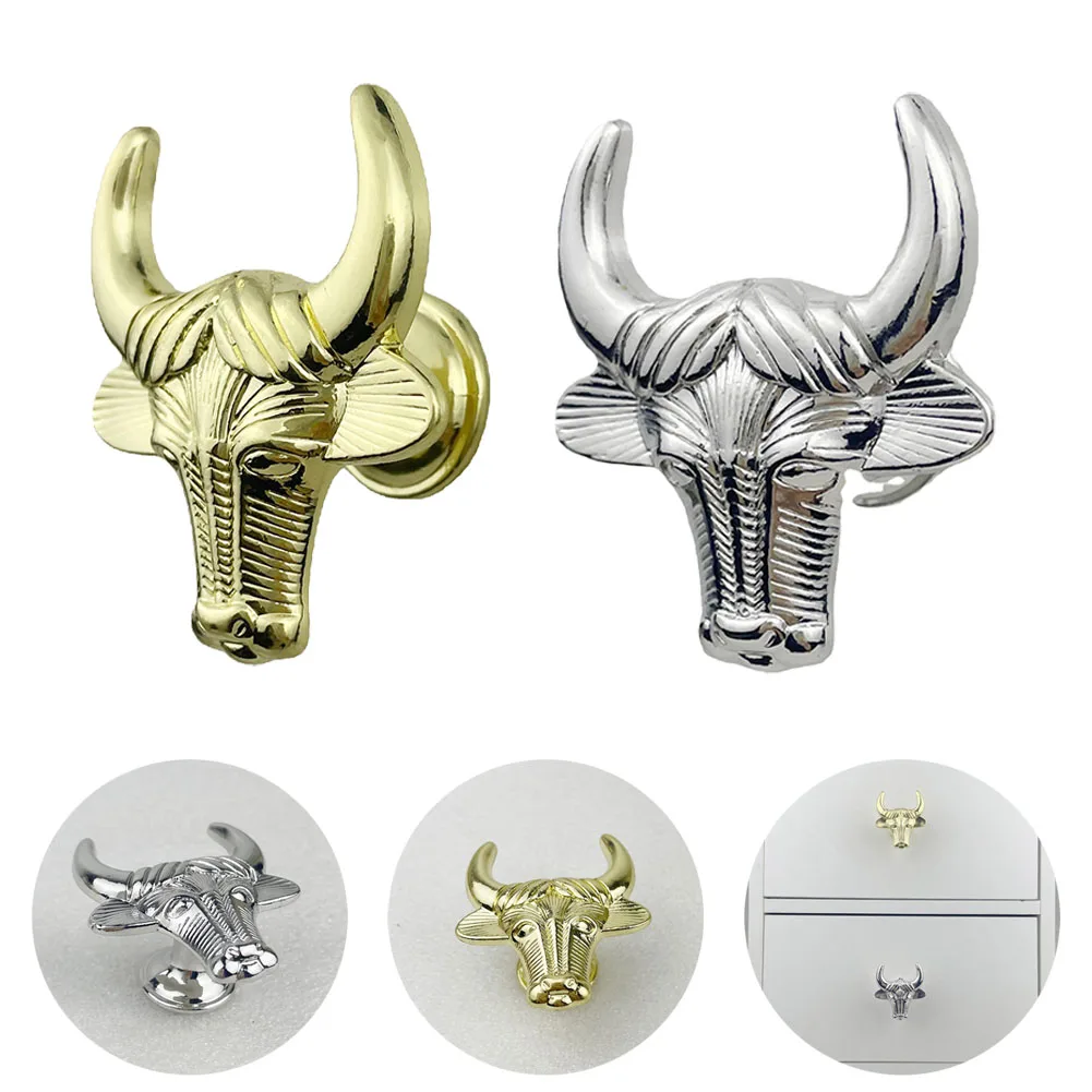 Animal Cabinets Handles Handmade Refined Vintage Zinc Alloy Antique Bull Corrosion-resistant Decoration Druable