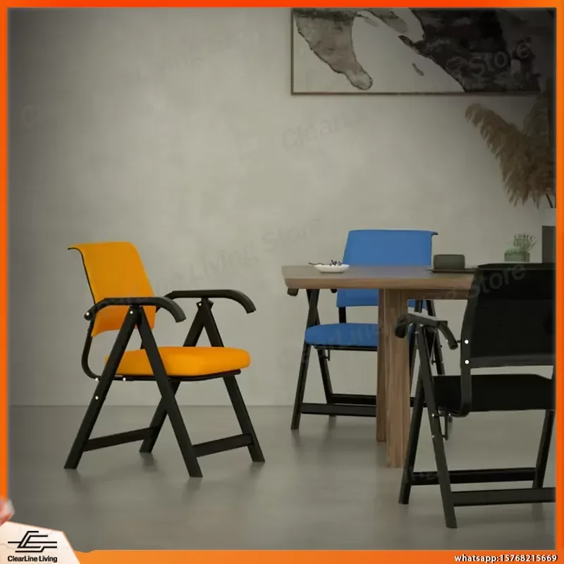 Cadeira de Escritório Ergonômica Dobrável com Altura e Encosto Ajustáveis para Longas Sessões de Estudo, Reuniões, Jogos, Treinamento e Uso Doméstico