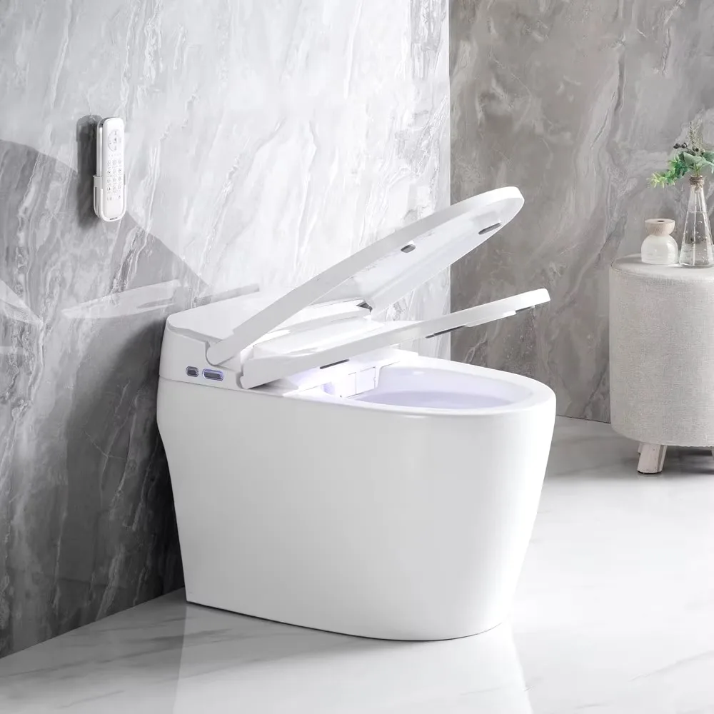 

Bidet Toilet with Elongated, Bidet Built in, Heated Seat, , Auto Flush, Instant Warm Water & Dryer, Luxury Smart Toilet