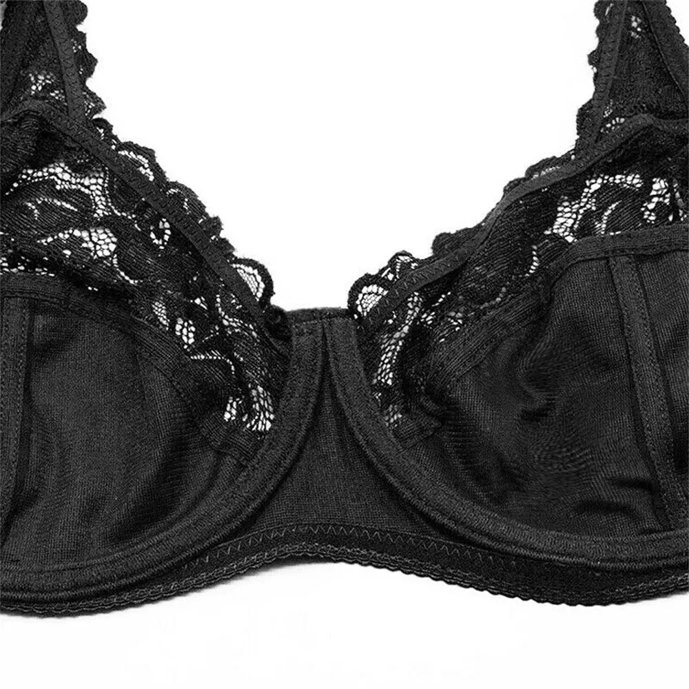 BCHRAYIUP Reggiseno non imbottito con ferretto da donna Reggiseno comfort con coppe morbide e sexy in pizzo trasparente 34 36 38 40 42 44 BB