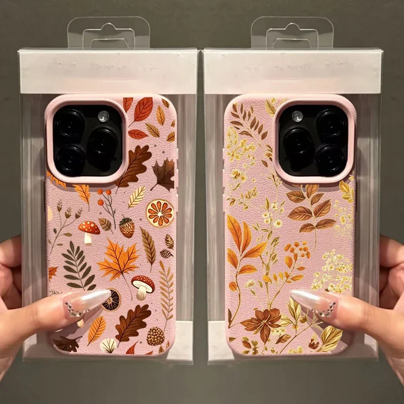 Retro Fallen Leaves Mushrooms Case For Samsung Galaxy A16 A15 A14 A13 A55 A54 A35 A34 A33 A25 A24 A23 A32 A52 A53 S21 Cover