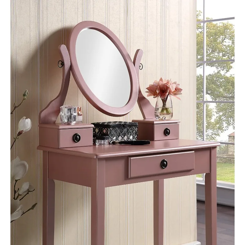 Moniys Wood Moniya Makeup Vanity Table and Stool Set,