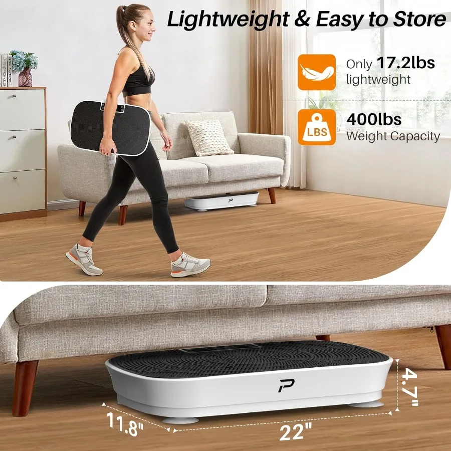 آلة تمرين لوحة الاهتزاز - 99 سرعة سعة 400 رطل منصة اهتزاز الجسم كله هادئة لتخفيف الوزن اللمفاوي #6
