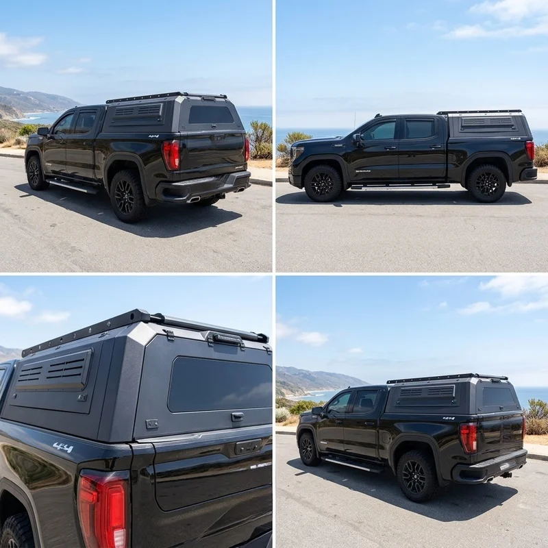 High Quality Aluminum Alloy Split Pickup Hard Canopy Sturdy Rear Truck Bed Protective Cover For Pickup Vehicles