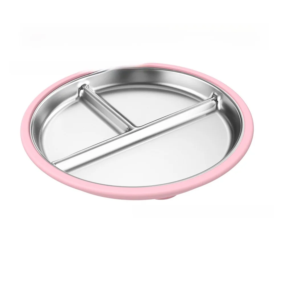 304 Stainless Steel Divided Plate Featuring Silicone Reinforced Base for Heat Resistance and Non Slip Performance on Flat Areas