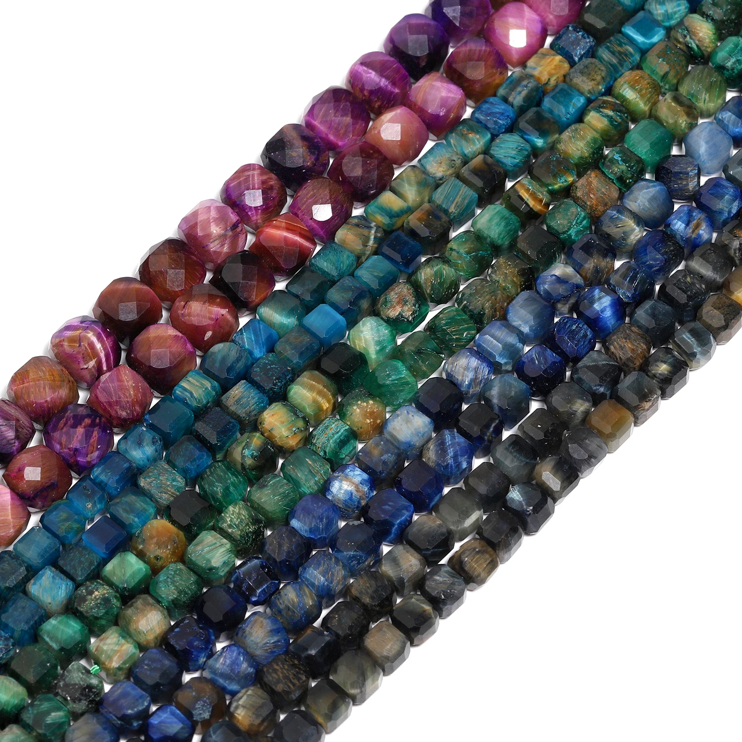 6x6mm 8x8mm Facet Square Natural Tiger Eye Stone Beads For Jewelry Making DIY Bracelet Necklace Handmade Accessories Wholesale