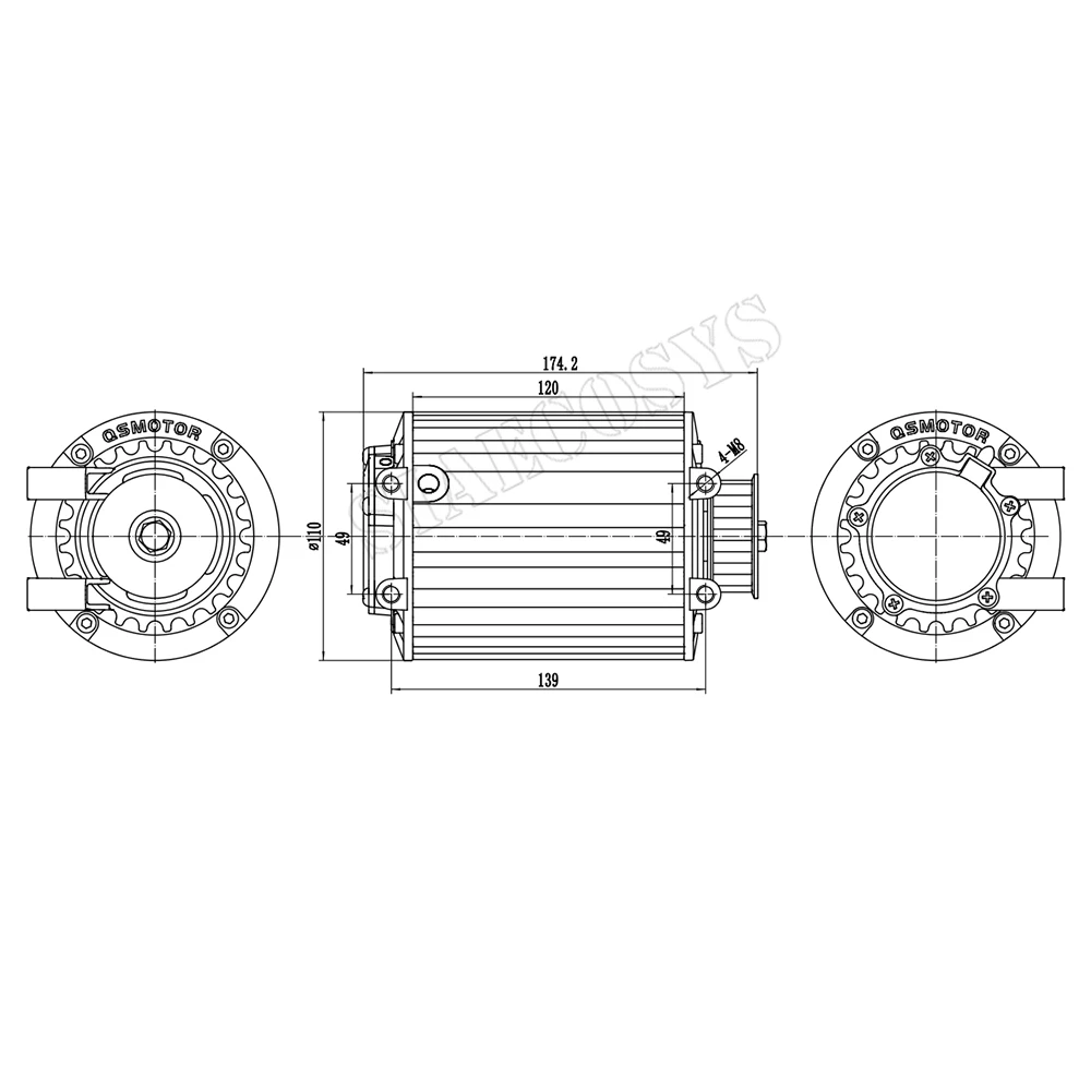 QS MOTOR QS90 1000W 2000W Peak Mid Drive Motor Kit with Votol EM50SP 60A/190A Programmable Sine Wave Controller for E-Scooter