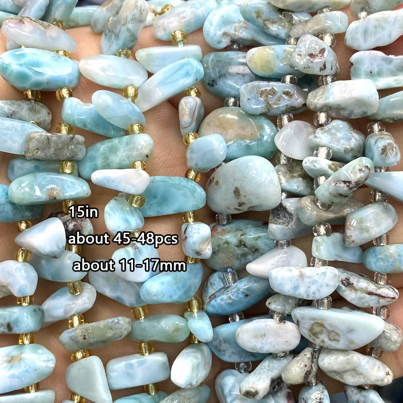 Natural Gem Stone Raw Larimar Irregular 7x9mm Loose Spacer Beads for Jewelry Making DIY Necklace Bracelet Charms Accessories view 4