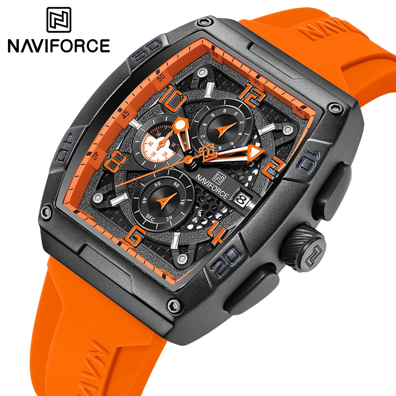 2024 New Style NAVIFORCE Men\'s Watch Luxury Business Quartz Chronograph Wristwatch 30m Water Resistant Date Display Clock NF8052