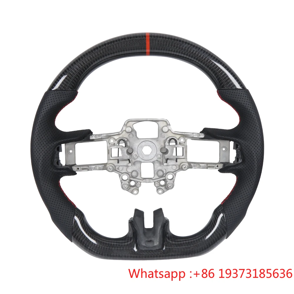 Steering Wheel CAR Carbon Fiber Flat Sport Steering Wheel Fit For Ford Mustang 2018-2024 Shelby GT500/GT350 Not Heated