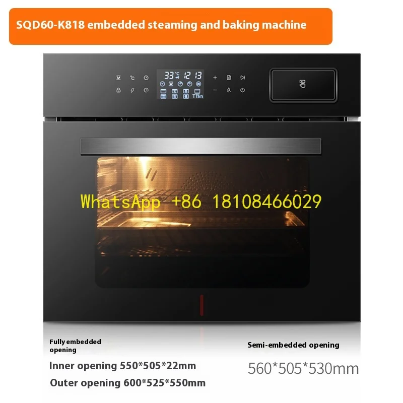 

Большая электрическая духовка из нержавеющей стали объемом 60 л для выпечки, отдельно стоящая встроенная кухонная пароварка для пара
