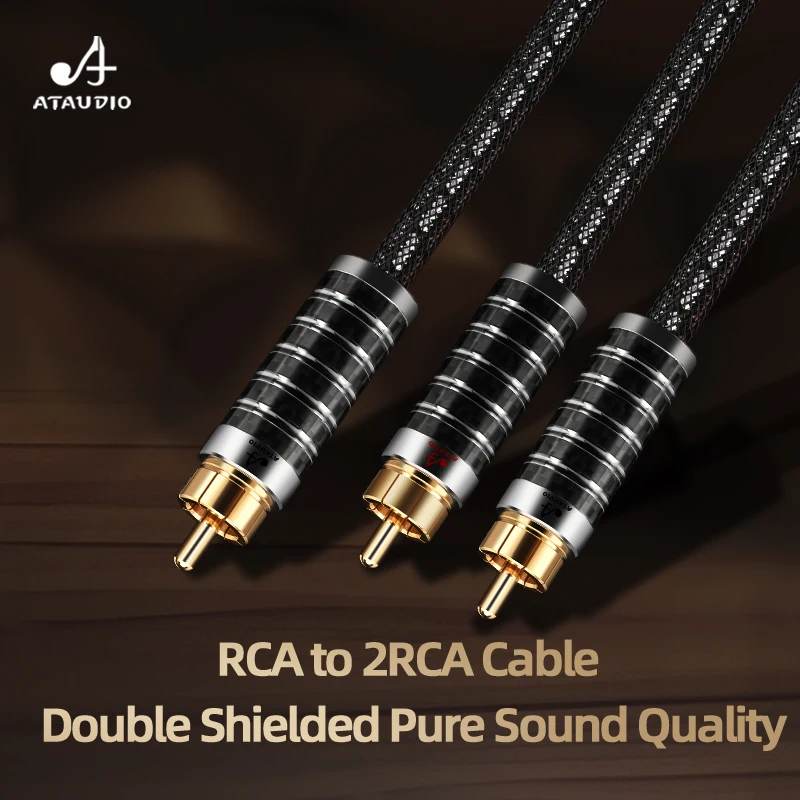 ATAUDIO Cable divisor RCA HiFi con enchufes chapados en oro RCA a 2RCA Subwoofer Y Cable de Audio para amplificador reproductor de CD