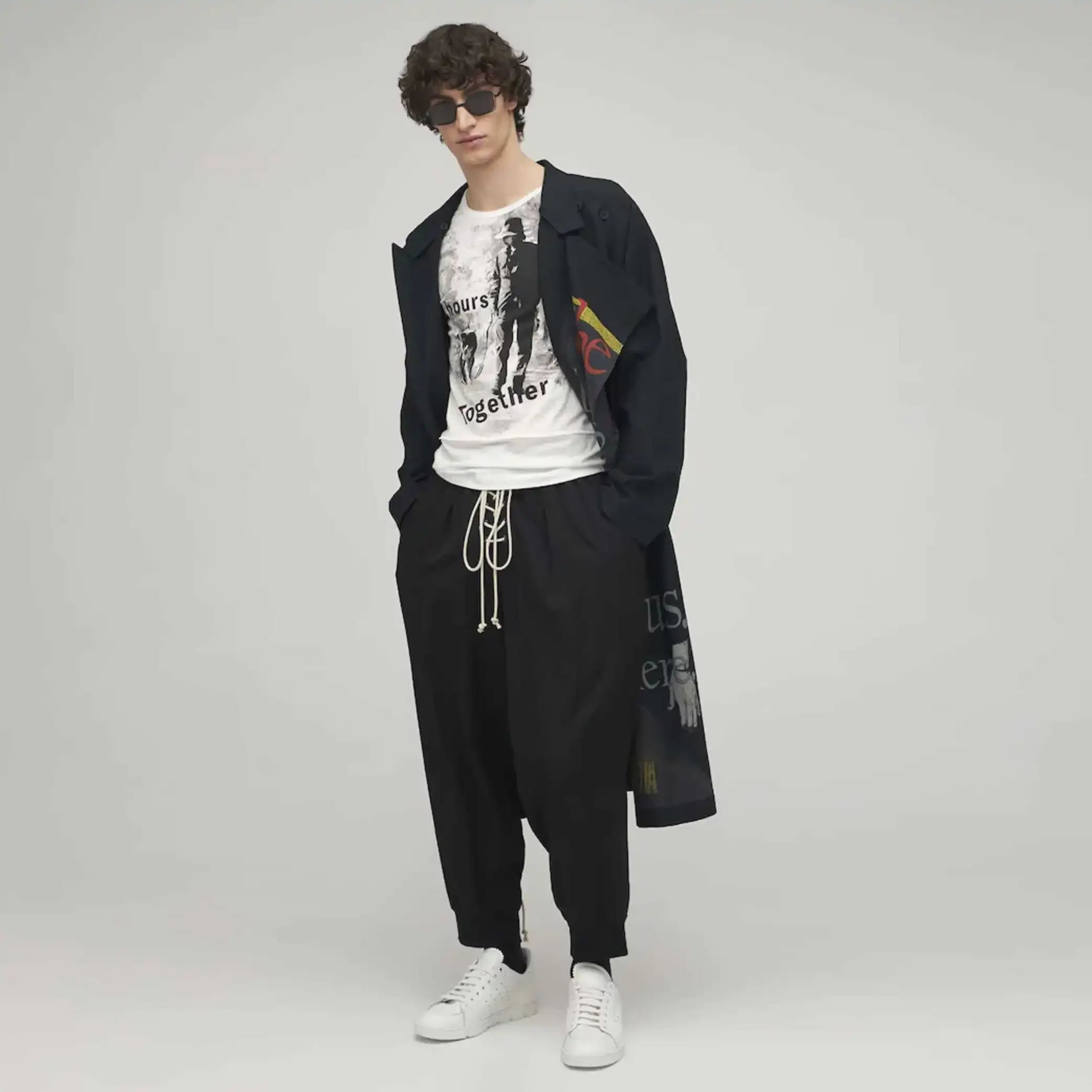 YOJI OOAK 24 ساعة معا صورة طباعة الأبيض الكلب المشي القطن سليم تي شيرت مجسمة قصيرة الأكمام المحملة