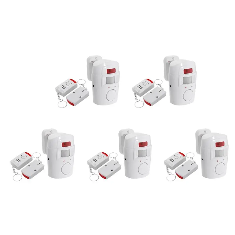 5X Infrared Motion Sensor Alarm - Burglar Alarm With 10 Remote Controls, Suitable For Home/Garages/Shops