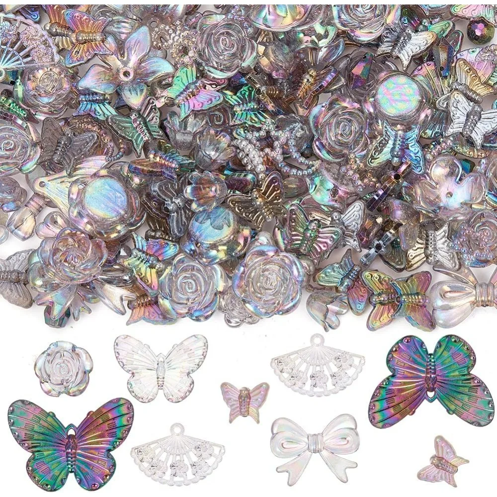 

1 Box 100g Butterfly Cabochons Cute Resin Charms 3D Acrylic Transparent Black Flatback Flower Assorted Cabochon Nail Charm Bulk