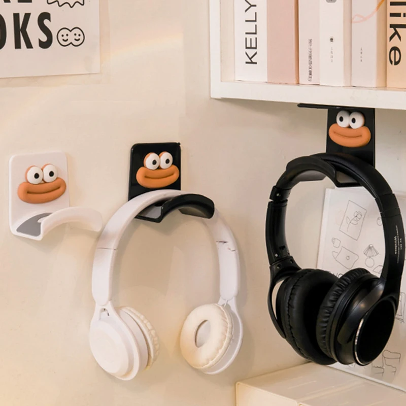 Cartoon Cute Wall-Mounted Earphone Holder Under Table Computer Headphone Stand Bracket Anti-Slip Headset Storage Hook Rack