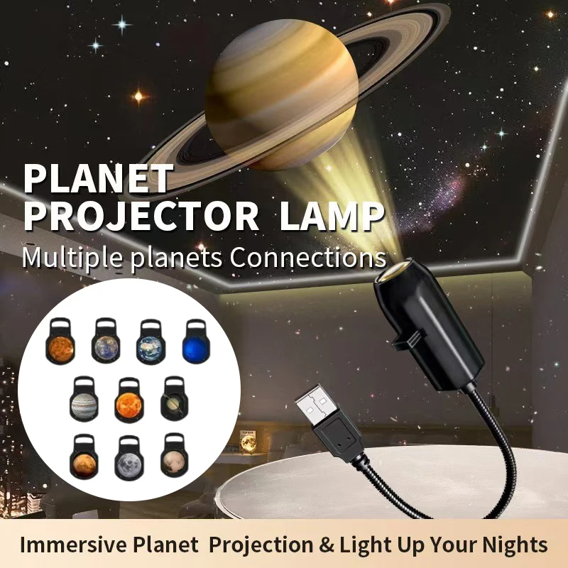 New USB Ceiling Moon Earth Galaxy Projection Atmosphere Light Starry Sky Lamp Night Light Romantic Bedroom Decoration