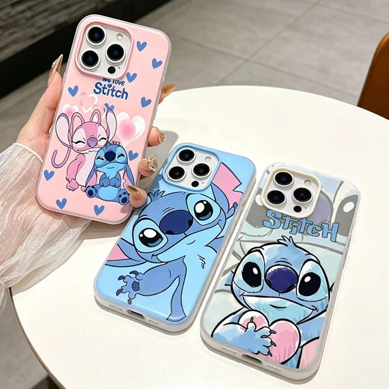 2 IN 1 Cartoon Stitch Angel Case For Motorola Moto G86 G75 G60 G56 G55 G53 G52 G35 G34 G32 G30 G22 G05 G06 5G Hard Candy Cover
