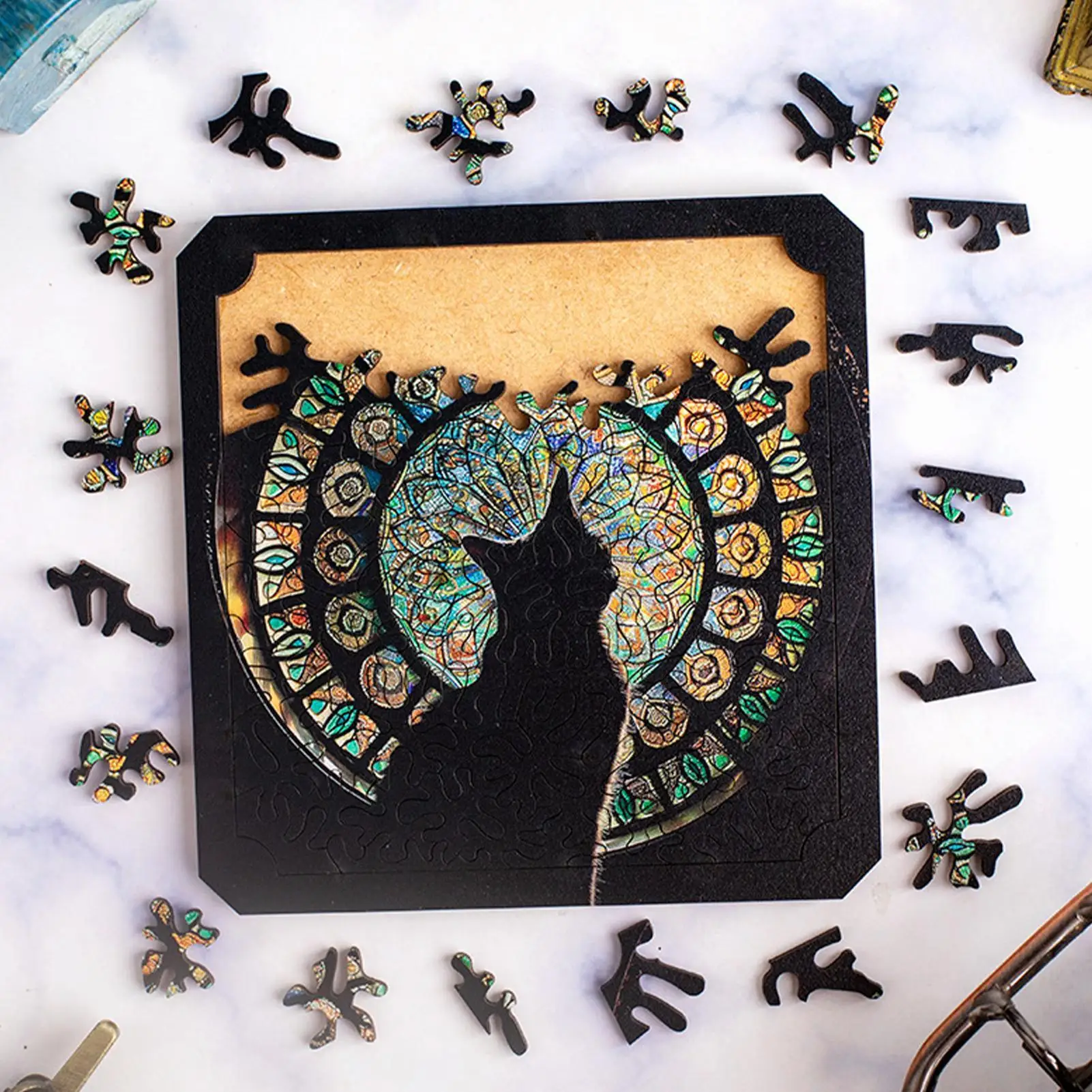 

Пазлы для кошек, 76 шт., домашний декор с рамкой, погружная головоломка для домашних животных, развивающие игрушки для влюбленных, гостиная, спальня, стол, офис