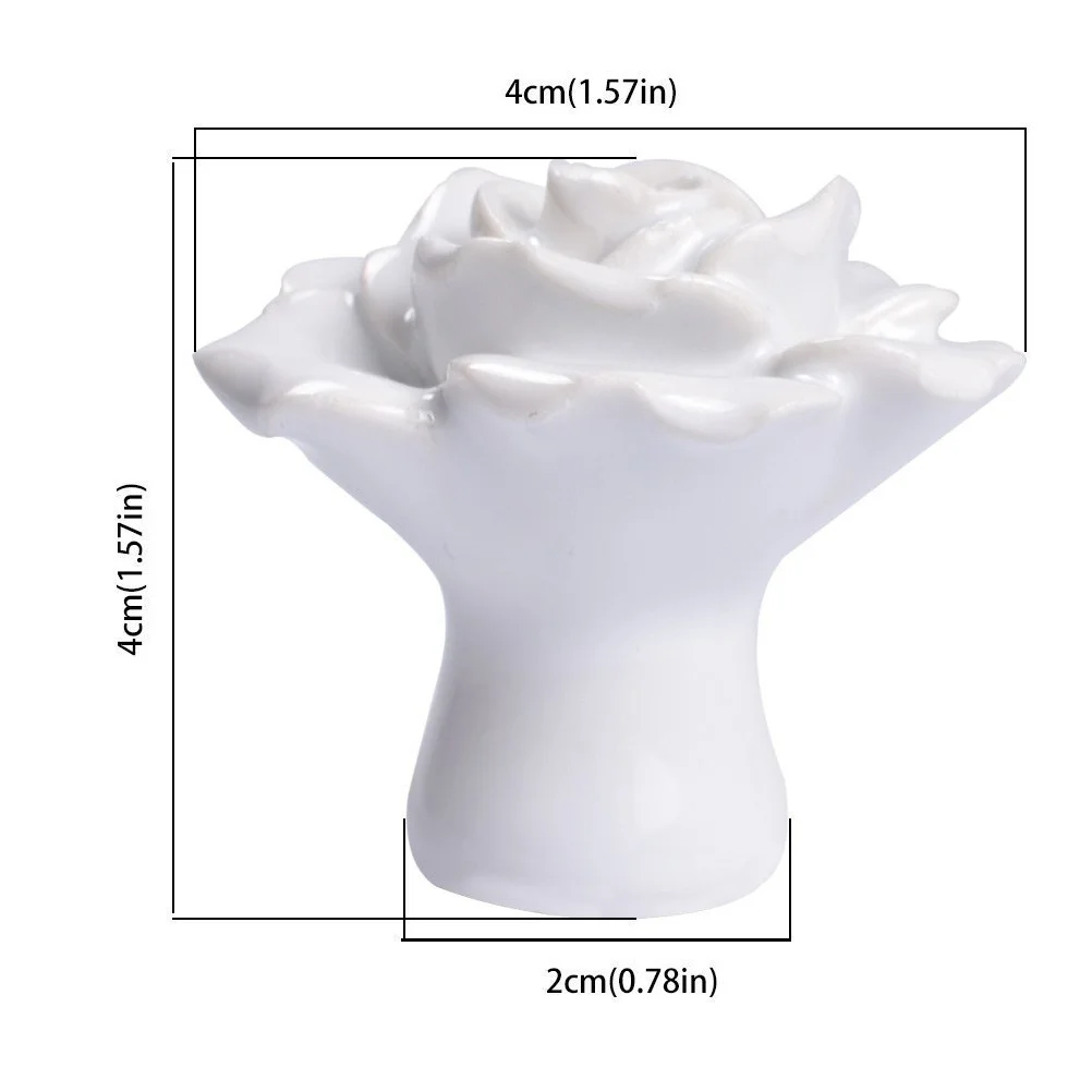 2 قطعة مقابض باب سيراميك أنيقة بنمط الورد لخزانة درج صندوق خزانة استبدال الأجهزة سهلة التركيب مع مسامير #2