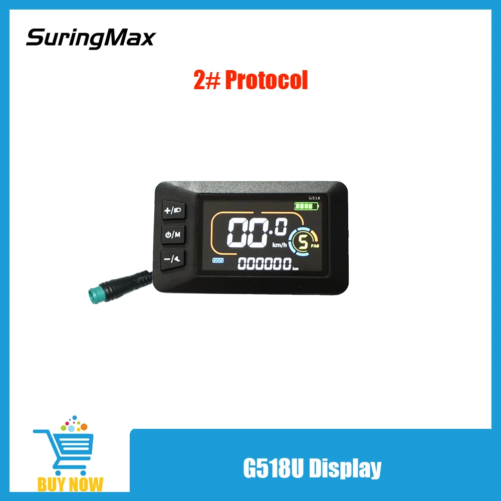 

G518U Protocol 2 # Electric Bike LCD Display, Digital Ebike USB Meter, Colorful Speed Instrument, Waterproof, 24V-72V Universa