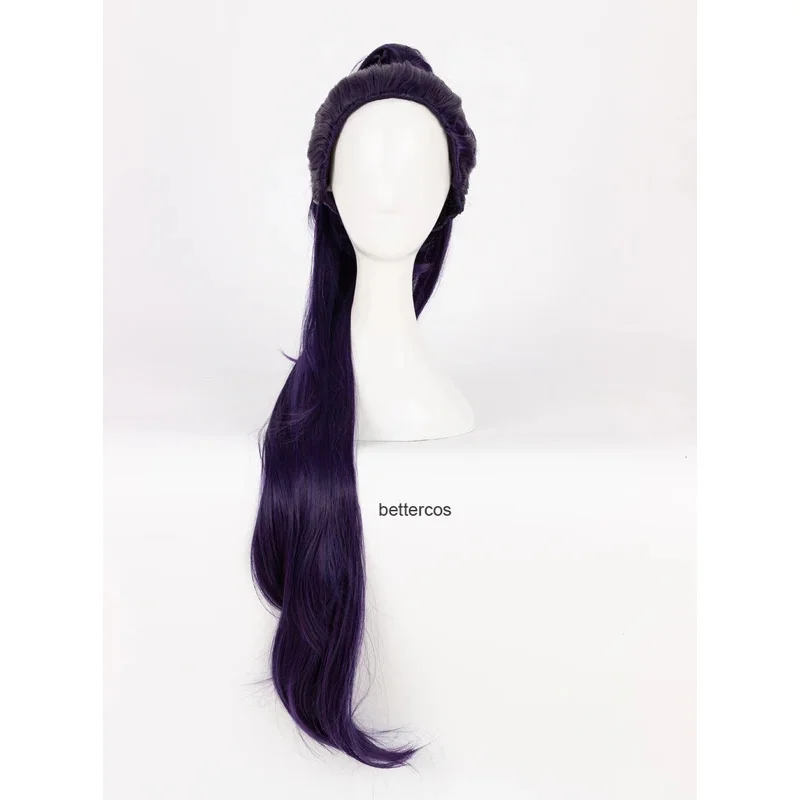 Game OW Widowmaker / Amelie Lacroix Cosplay Wig 100cm Long Dark Purple With Clip Ponytail Heat Resistant Synthetic Wig   Wig Cap