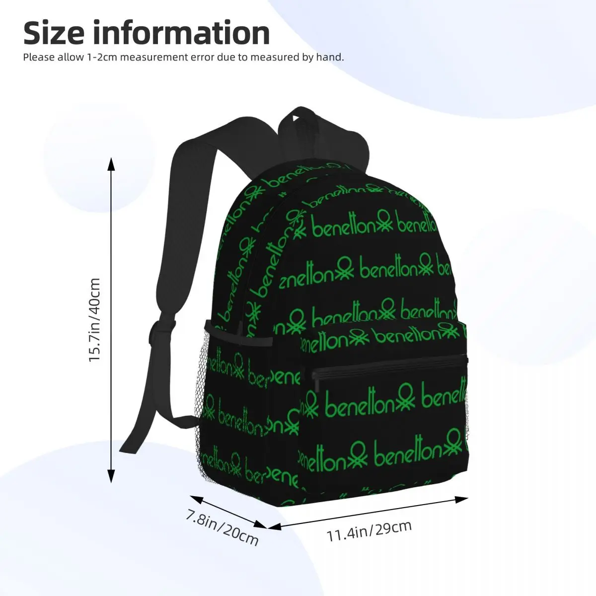 United Colors Of Benetton Student Backpack School Bag Hiking Travel Daypack for Boys Girls Bookbag Shoulder Bags