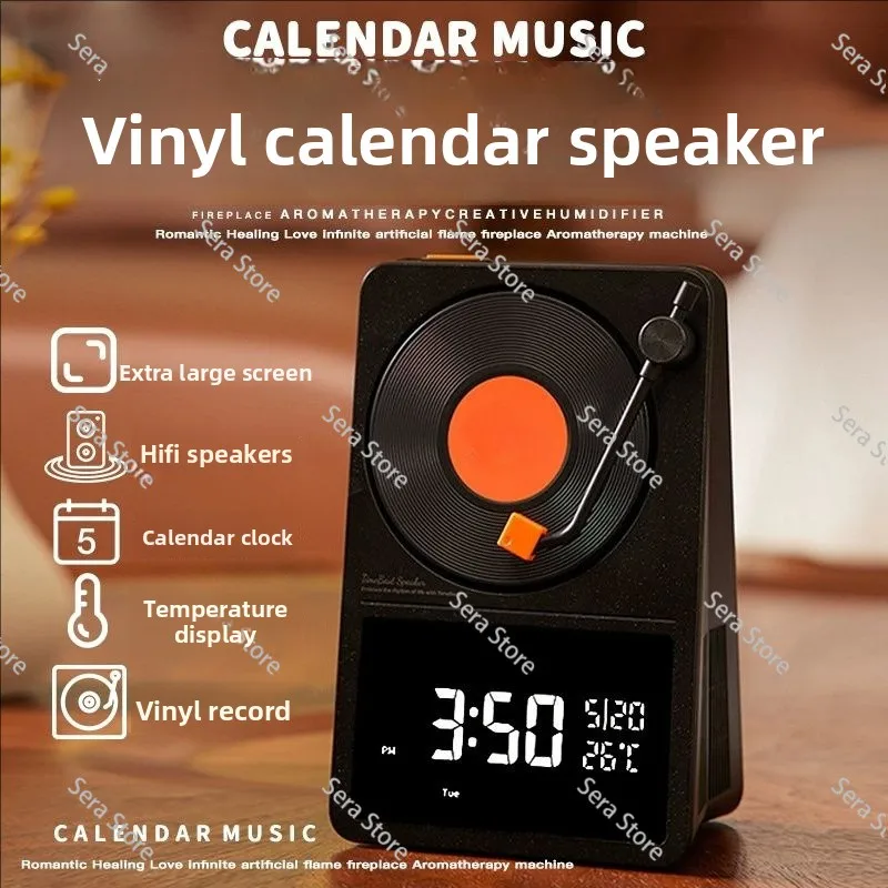 Retro bluetooth speaker vinyl record subwoofer desktop calendar ornament portable high-quality small stereo