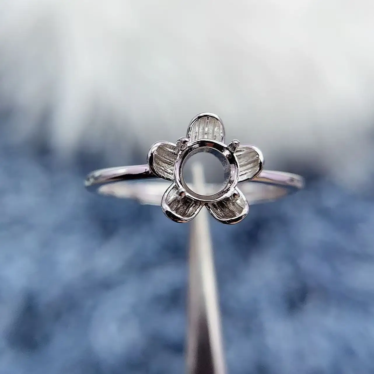 

MeiBaPJ Inlay Round 5*5 mm For Womans Open Ring Setting DIY Gift S925 Sterling Silver Charm Personalized Jewelry Base Wholesaler